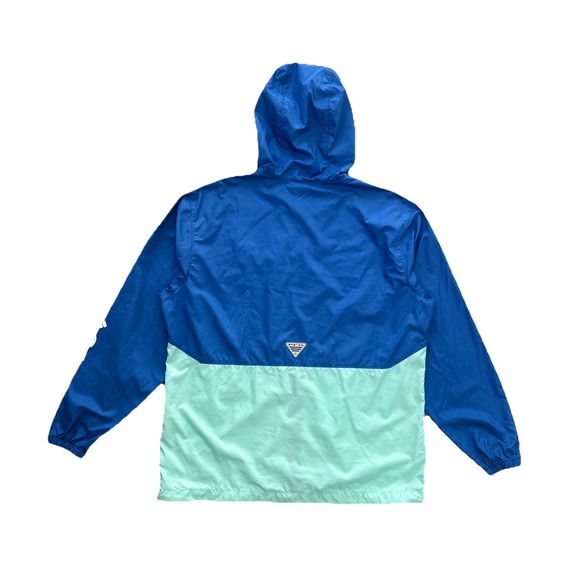 Columbia PFG Hooded Windbreaker Jacket Blue Mint Fishing Outdoor Size L Mens - Picture 8 of 9